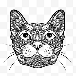 猫咪zentangle风格创意插图