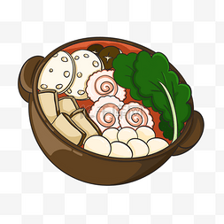 手绘线描砂锅图片_美食食品砂锅卡通