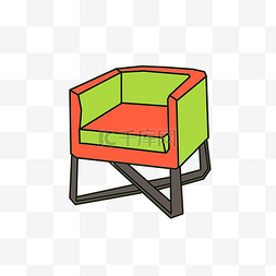 绿色小椅子图片_绿色小沙发卡通插画
