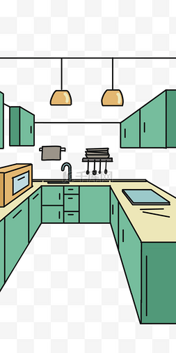 绿色橱柜图片_现代厨房厨具