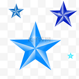 星星图片_蓝色立体五角星png素材