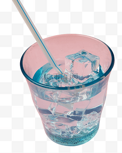 放冰块吸管的水杯实物杯子