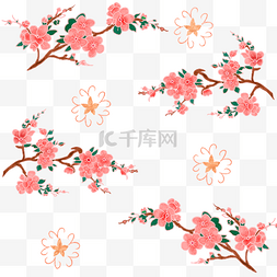 中国风粉色花枝花纹
