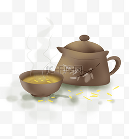 茶壶和花图片_中国风古风茶壶和茶水