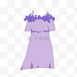 紫色花边优雅长裙夏日漂亮免抠素