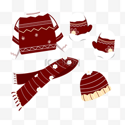毛线帽围巾手套图片_冬季红色衣服