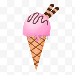 草莓甜筒卡通冰淇淋