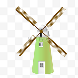 风车房屋图片_ 风车和绿色建筑物