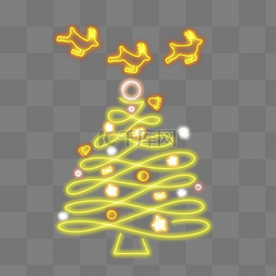 手绘霓虹风格圣诞树