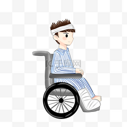 骨折图片_坐轮椅的残疾人