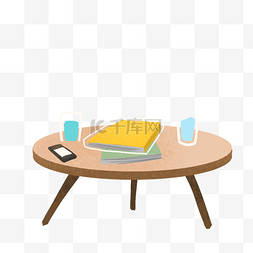 办公杯子图片_卡通黄色的桌子免抠图