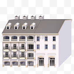 欧美风格建筑图片_C4D写实仿真建筑模型