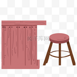卡通木头桌子图片_手绘卡通木质桌椅免扣元素