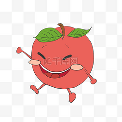 卡通红色的苹果图片_红色的苹果笑脸插画