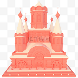霸气城堡立体插图C4D装饰