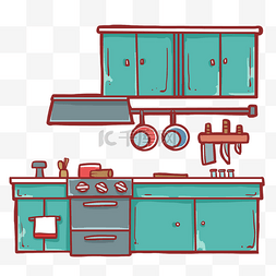 家庭厨房可爱插画