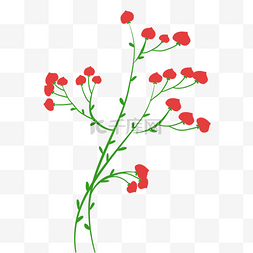 小藤条图片_卡通绿色植物红果子