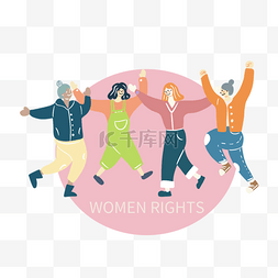 绿色短袖T恤图片_手绘妇女节跳舞插画