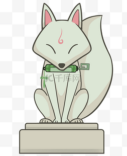 动物的雕塑图片_白色的狐狸雕塑插画