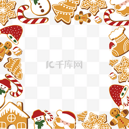姜饼人糖果图片_方形边框圣诞姜饼人