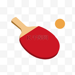 乒乓球和乒乓球桌图片_红色乒乓球卡通插画