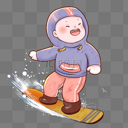冬天儿童滑雪滑单板