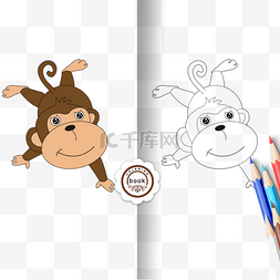 monkey clipart black and white 涂色卡黑