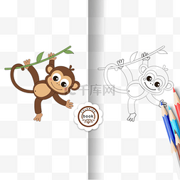 monkey clipart black and white 黑白涂色