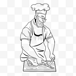 厨师黑白图片_厨师美食线描线稿
