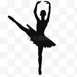 女孩人物舞蹈图片_芭蕾抬腿女生剪影免扣矢量