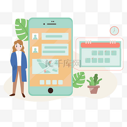预约时间表图片_卡通智能手机预约日历