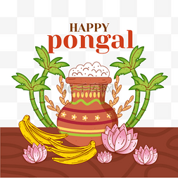 夏加尔logo图片_卡通水果甘蔗庞加尔节pongal插画