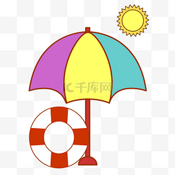 沙滩床图片_太阳伞游泳圈太阳阳光
