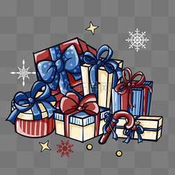 彩色蓝色红色圣诞礼物盒礼物箱圣