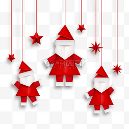 剪纸鼠年图片_红色圣诞老人装饰
