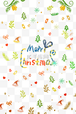 线描圣诞树图片_圣诞节彩色元素底纹