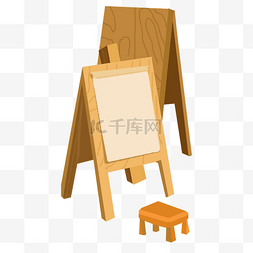 绘画班实木画架实木凳子