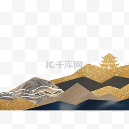 金山脉图片_鎏金山水塔楼