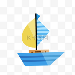 海平面上蓝色帆船