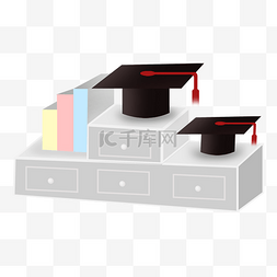 书上的博士帽图片_毕业季柜子上的博士帽和书