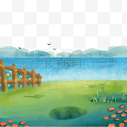 水彩水草图片_彩色创意水彩风景元素