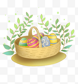 篮子彩蛋图片_复活节篮子里的彩蛋