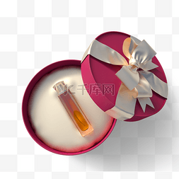 圆形红色香水礼盒3d元素