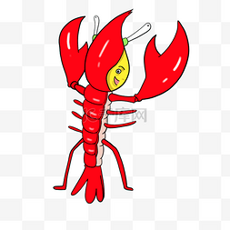 红色龙虾海鲜插画