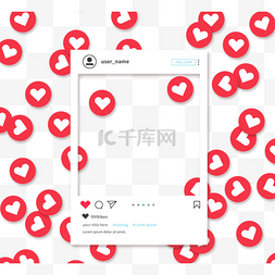 ui头像框图片_红心点赞喜欢简约instagram社交边框