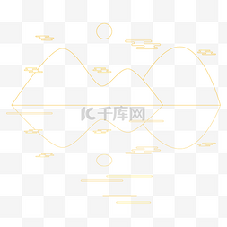 中国风烫金细线山水图