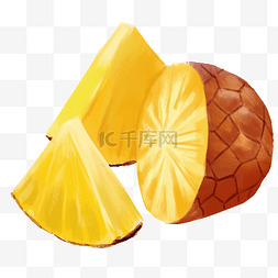 切开菠萝图片_切开水果菠萝插画