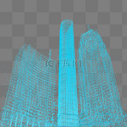 科技线楼图片_楼空间城市仰视科技数据光点线蓝
