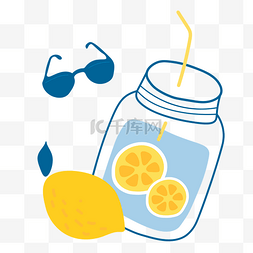夏季柠檬饮料杯子眼镜