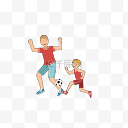 卡通小孩踢足球图片_踢足球的两个小孩免扣图